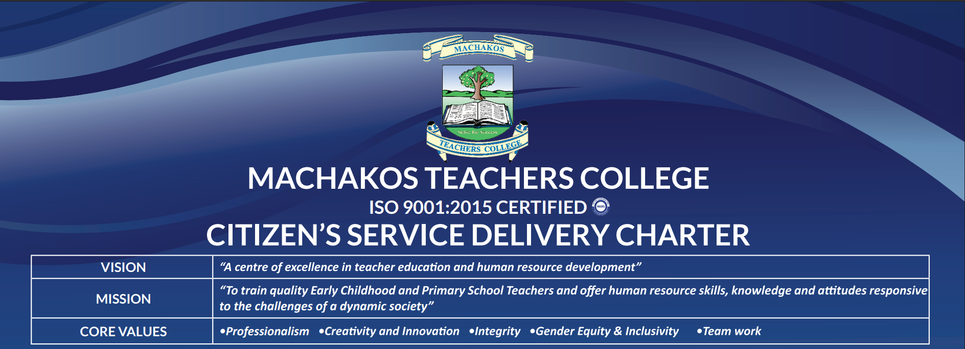 Citizens Service Delivery Charter-Machakos Teachers College